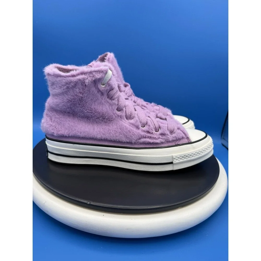 CONVERSE Chuck 70 Womens Sz 7.5 Faux Fur High Top Sneakers Amethyst Pink A13382C
